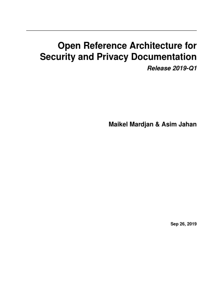 Security And Privacy Reference Architecture Pdf Computer Security