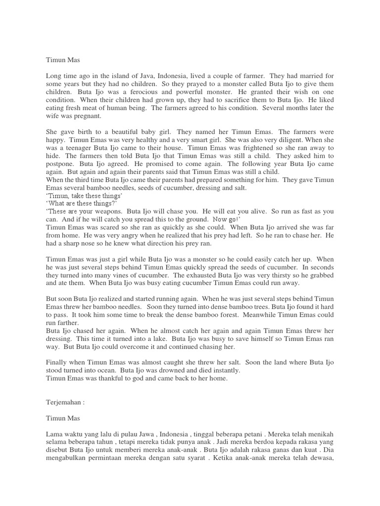 Timun Mas: A Java Legend in English | PDF | Nature