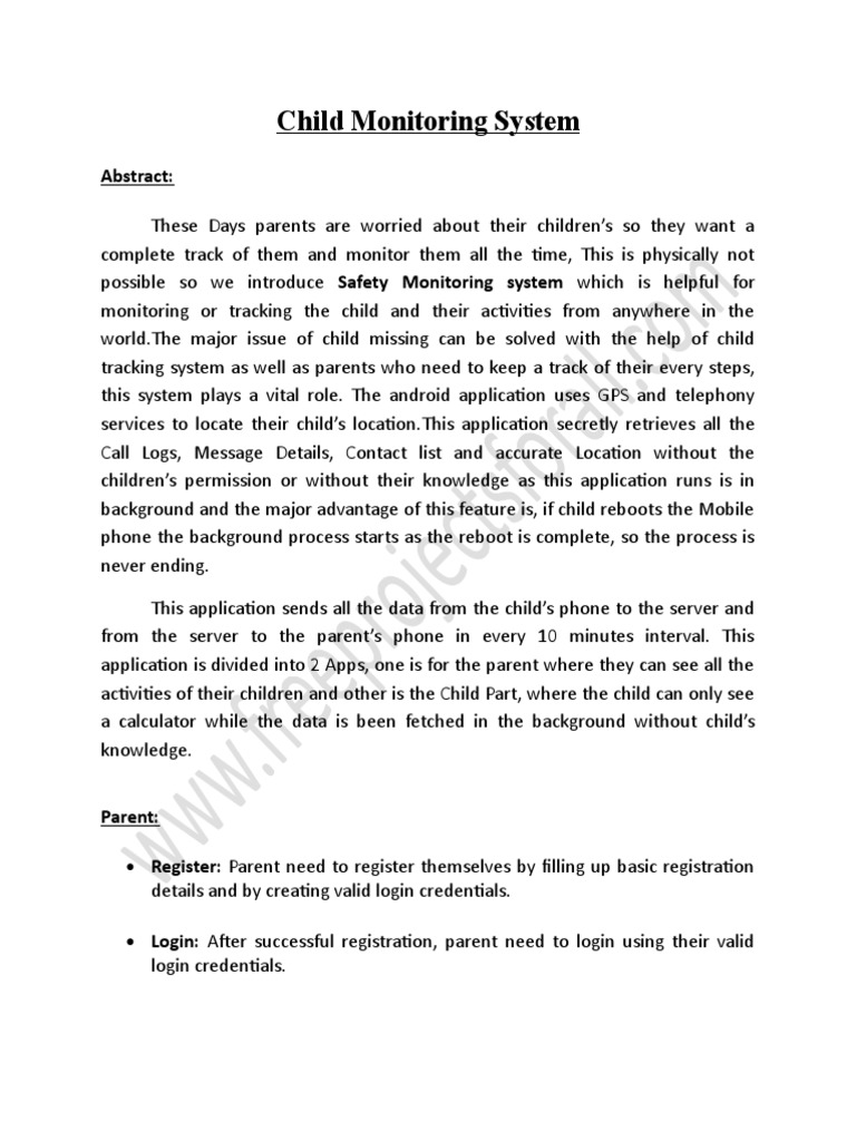 Child Monitoring System App PDF Android (Operating System) Smartphone