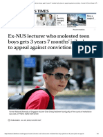 Ex-NUS Lecturer Molested Teen Boys Gets 3 Yr Jail To Appeal Against Conviction - ST