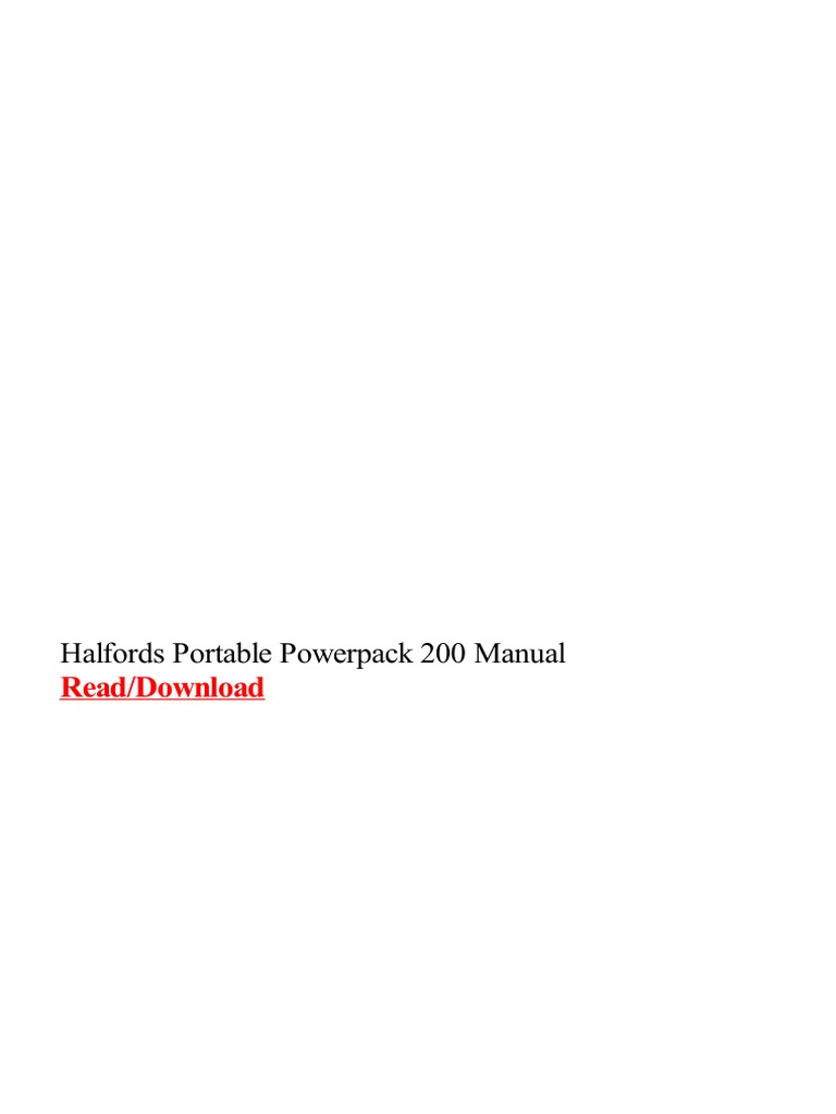 Halfords Portable Powerpack 200 Manual PDF PDF