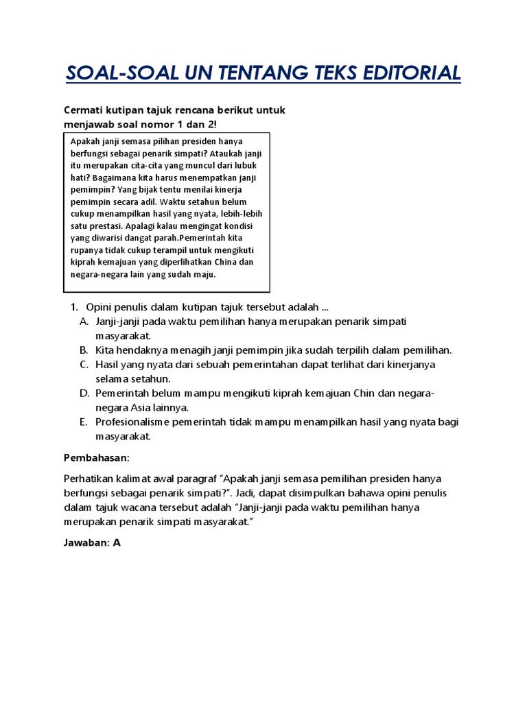 Pihak Yang Dituju Dalam Tajuk Rencana Enak