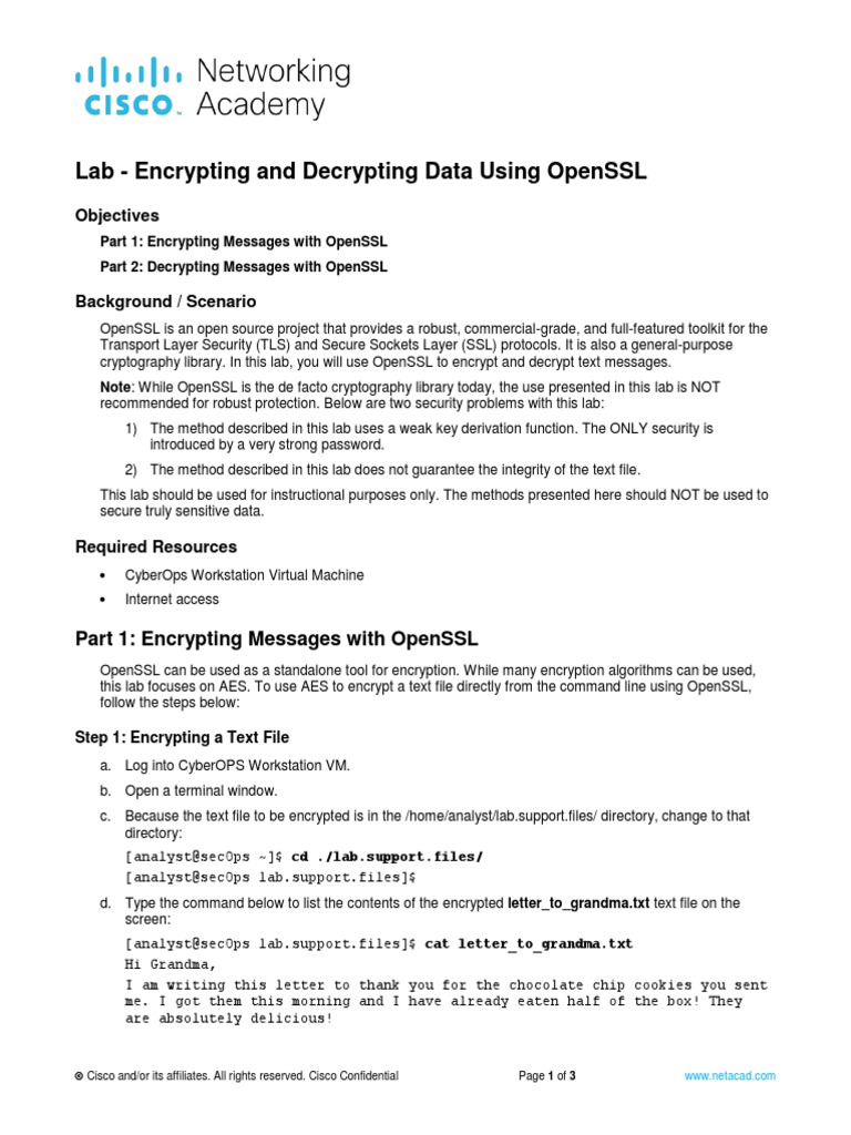 OpenSSL Data Encryption Lab Guide | PDF | Encryption | Transport Layer ...