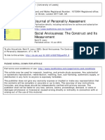 Journal of Personality Assessment Volume 47 Issue 1 1983 (Doi 10.1207/s15327752jpa4701 - 8) Leary, Mark R. - Social Anxiousness - The Construct and Its Measurement