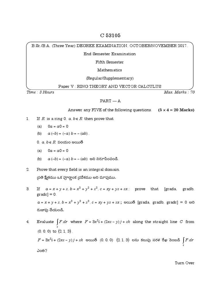 C53105 Ring Mathematics Bachelor Of Arts