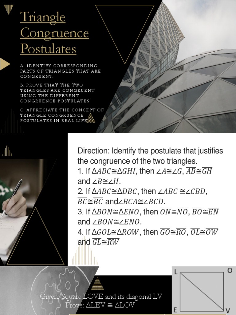 Triangle Congruence Postulates Guide | PDF | Euclidean Plane Geometry ...
