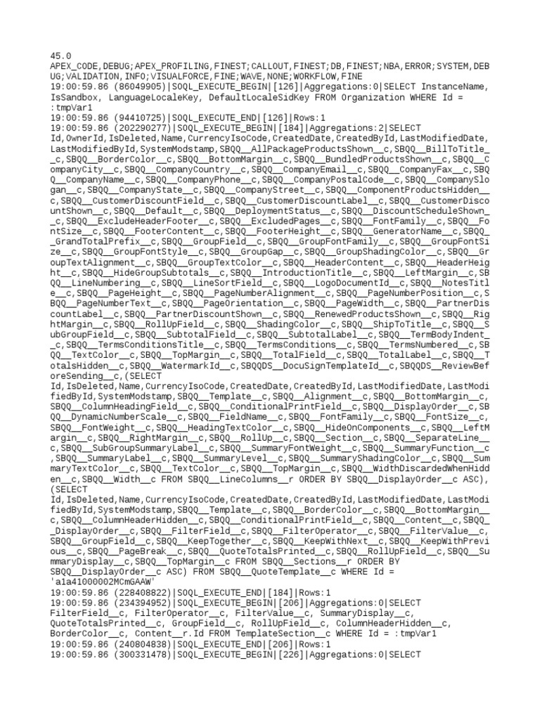 Salesforce SOQL Query Log Analysis | PDF | Computing | Telecommunications