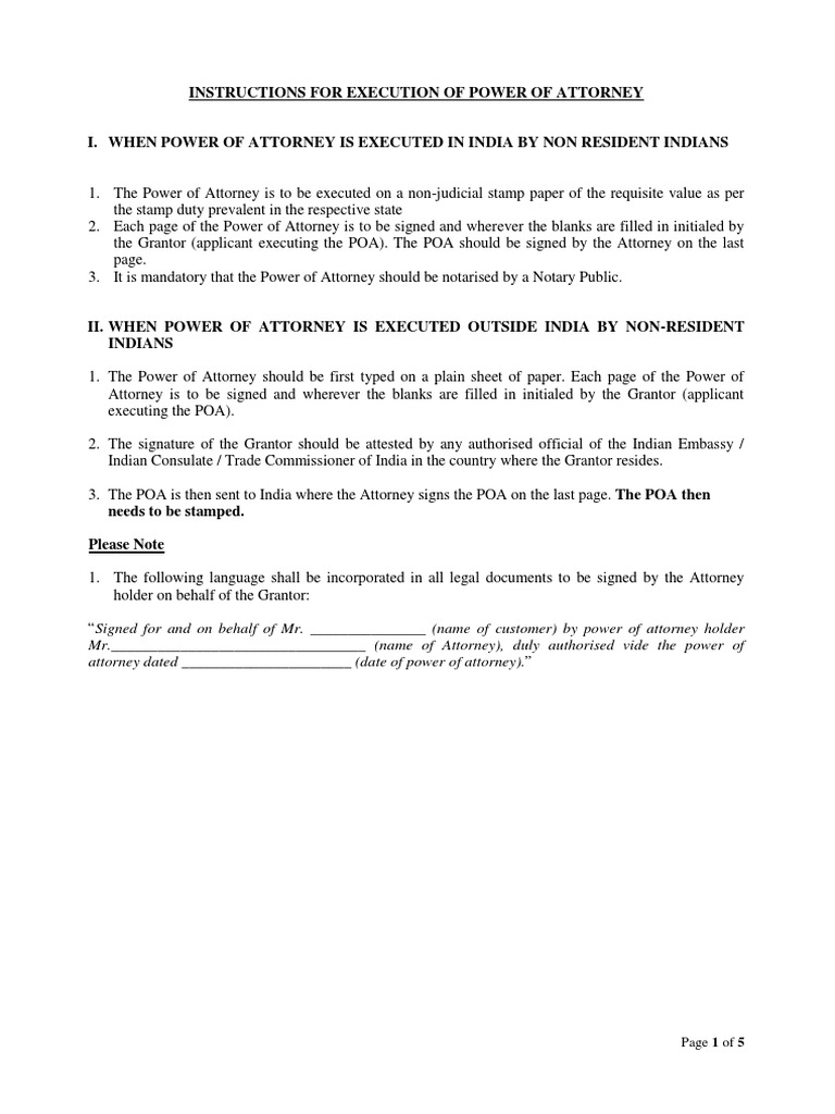 General Power of Attorney Instructions | PDF | Power Of Attorney | Loans