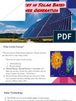 Advances in Solar Based Power Generation