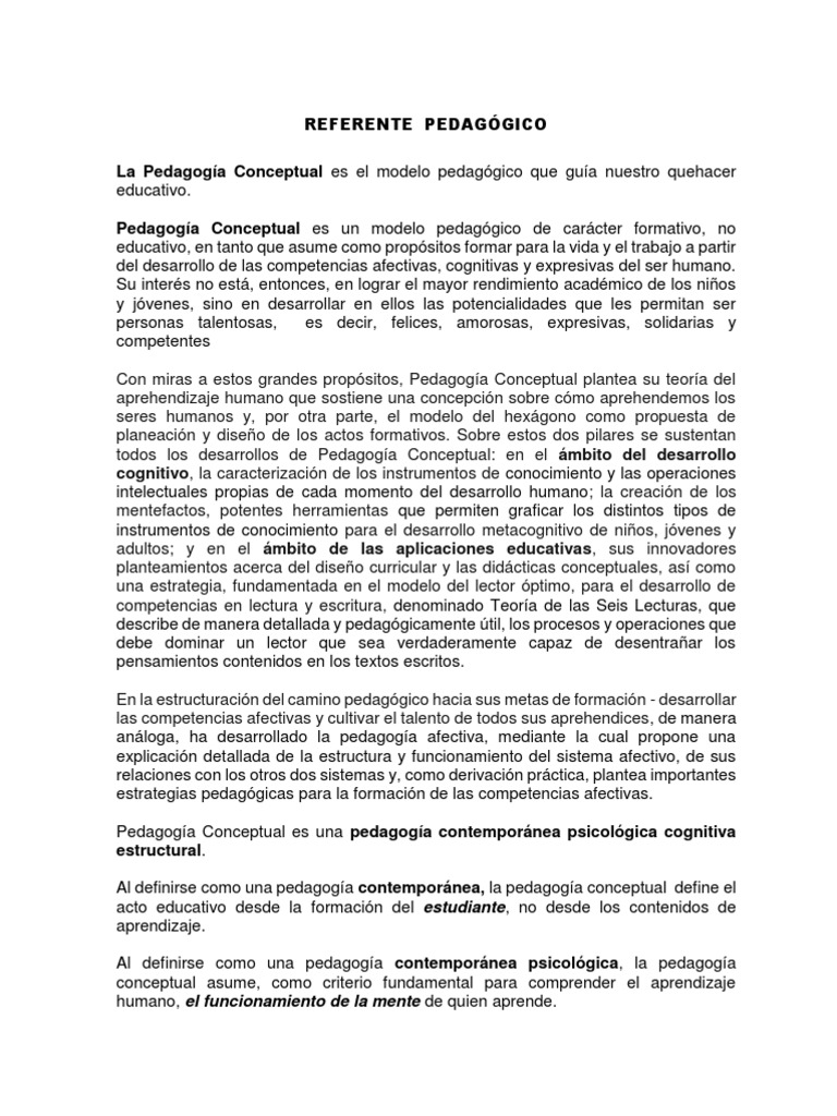 Modelo de Pedagogía Conceptual | PDF | Mente | Aprendizaje