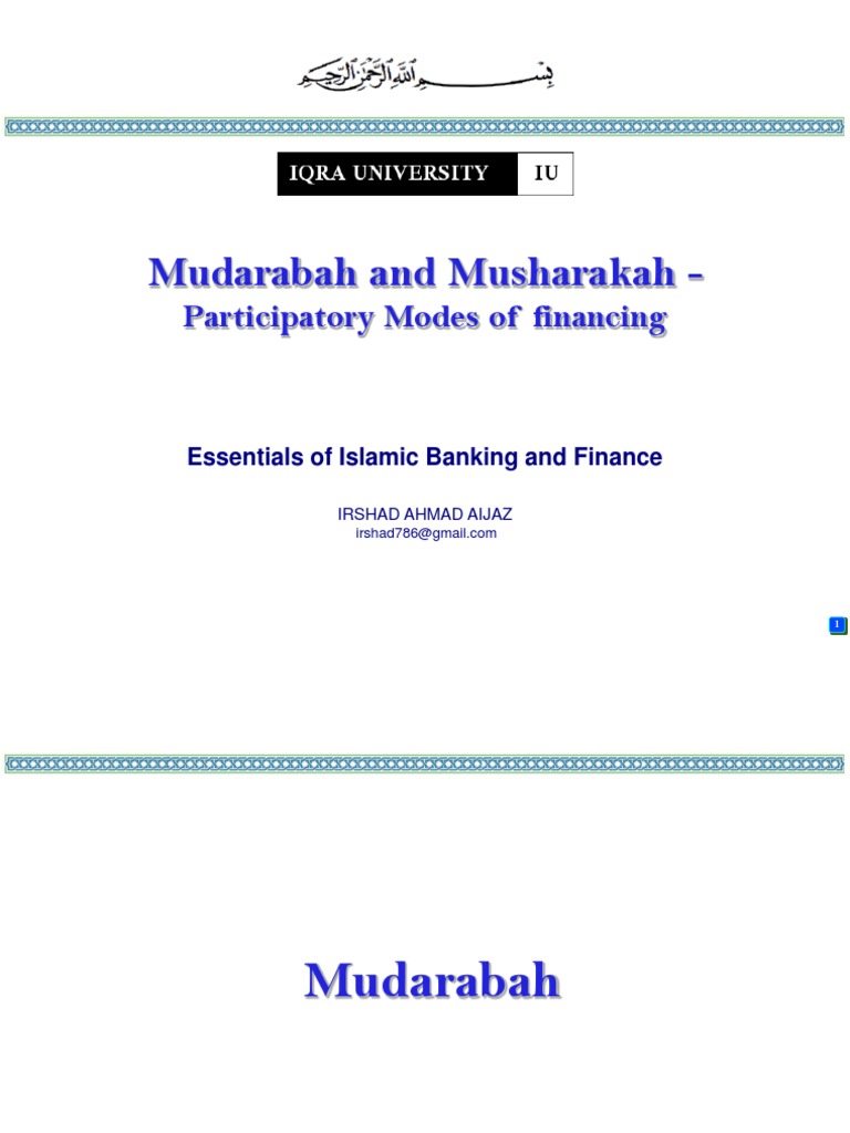 Mudarba & Musharka | PDF | Partnership | Islamic Banking And Finance