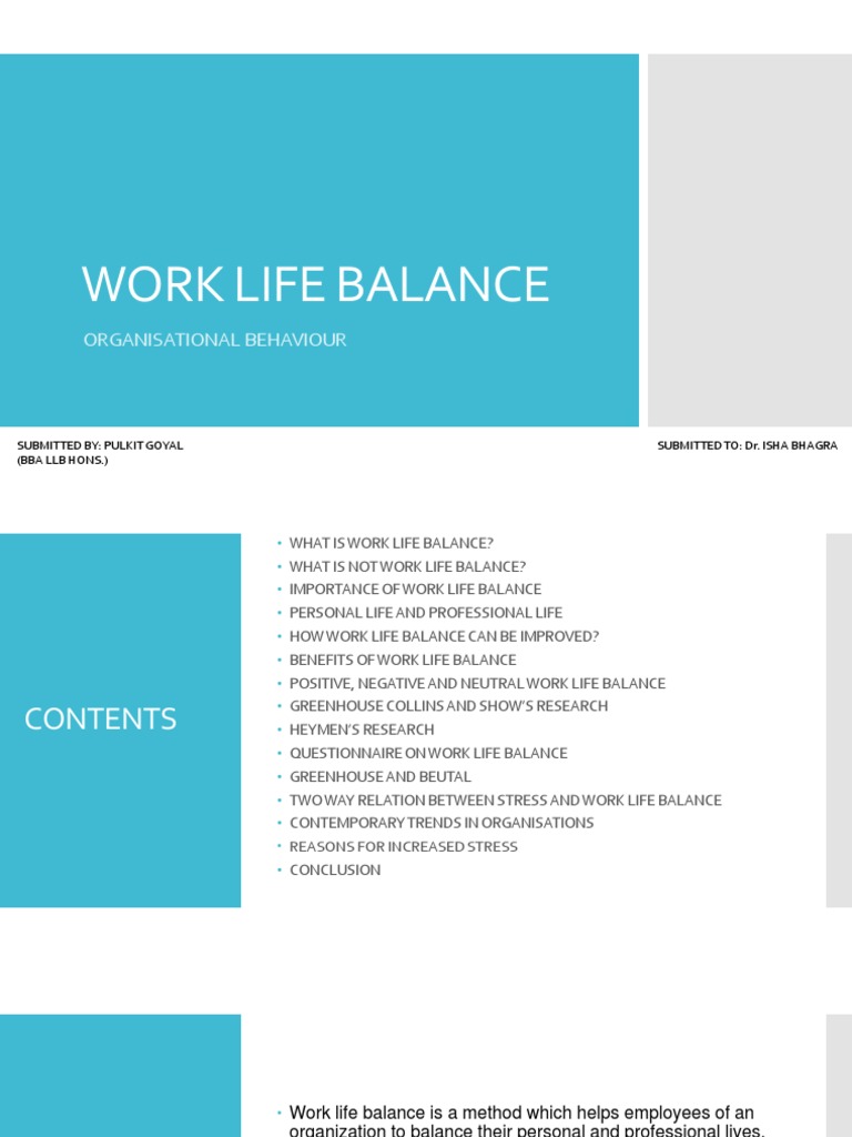 Work Life Balance Final | PDF | Work–Life Balance | Employment