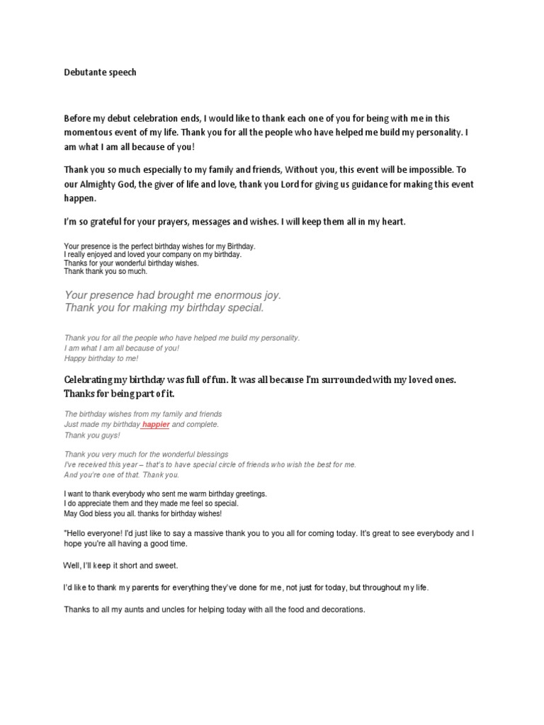 Debutante speech essay image
