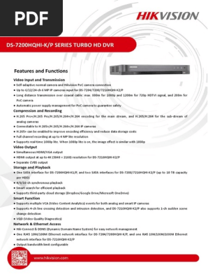 Hikvision Dvr Datasheet Hdmi Video