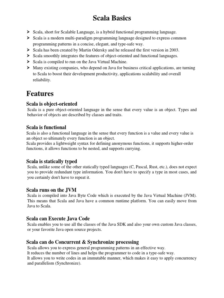 Scala Basics | PDF | Scala (Programming Language) | Data Type