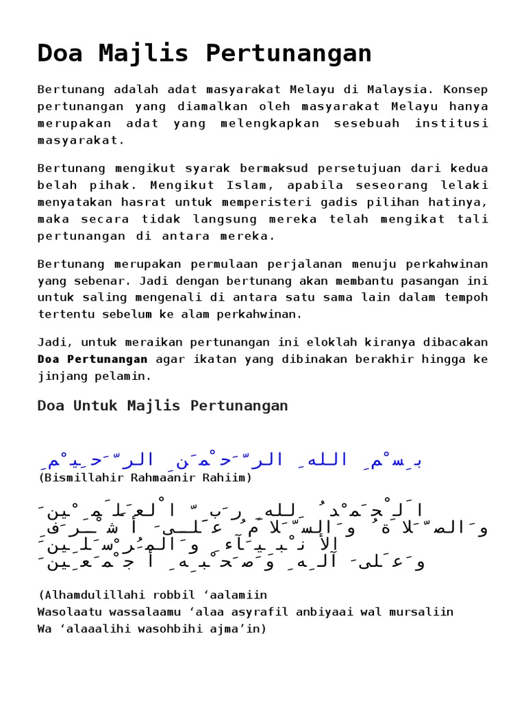 Doa Majlis Perkahwinan Dalam Bahasa Melayu