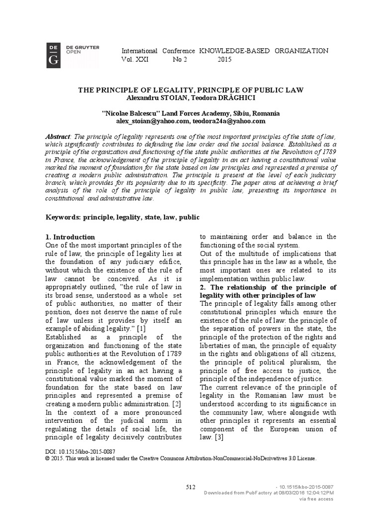 The Principle of Legality Principle of Public Law | PDF | European ...