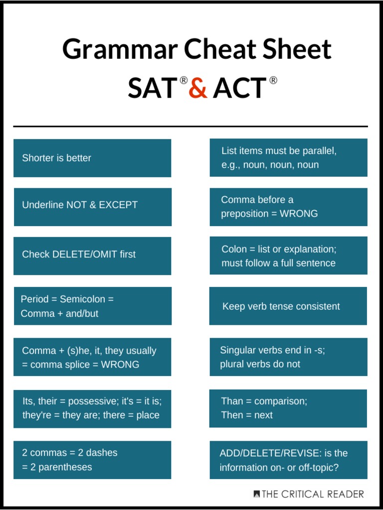 Sat Grammar Rules Cheat Sheet Pdf Cheat Sheet - Riset