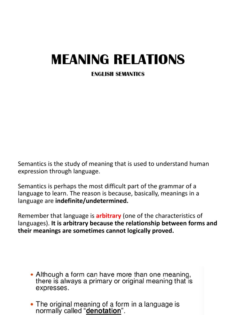 Understanding Semantic Relationships | PDF | Semantics | Lexicology