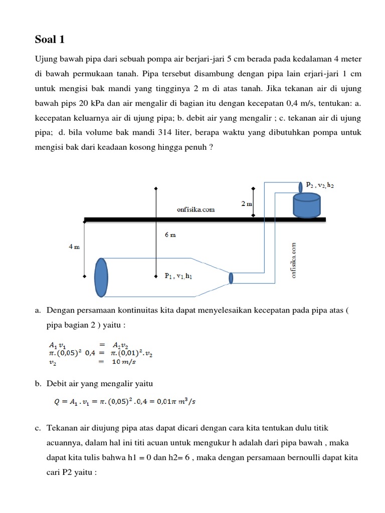 Contoh Soal Persmaan Kontinuitas