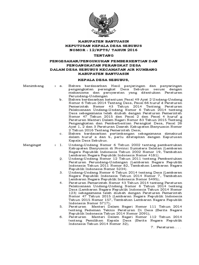 Sk Perangkat Desa Baru Pdf Pdf