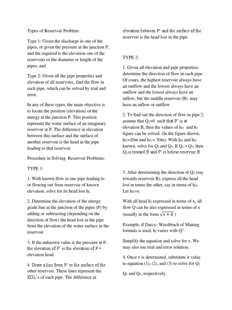 Solving Two Reservoir Problems | PDF | Petroleum Reservoir | Discharge ...