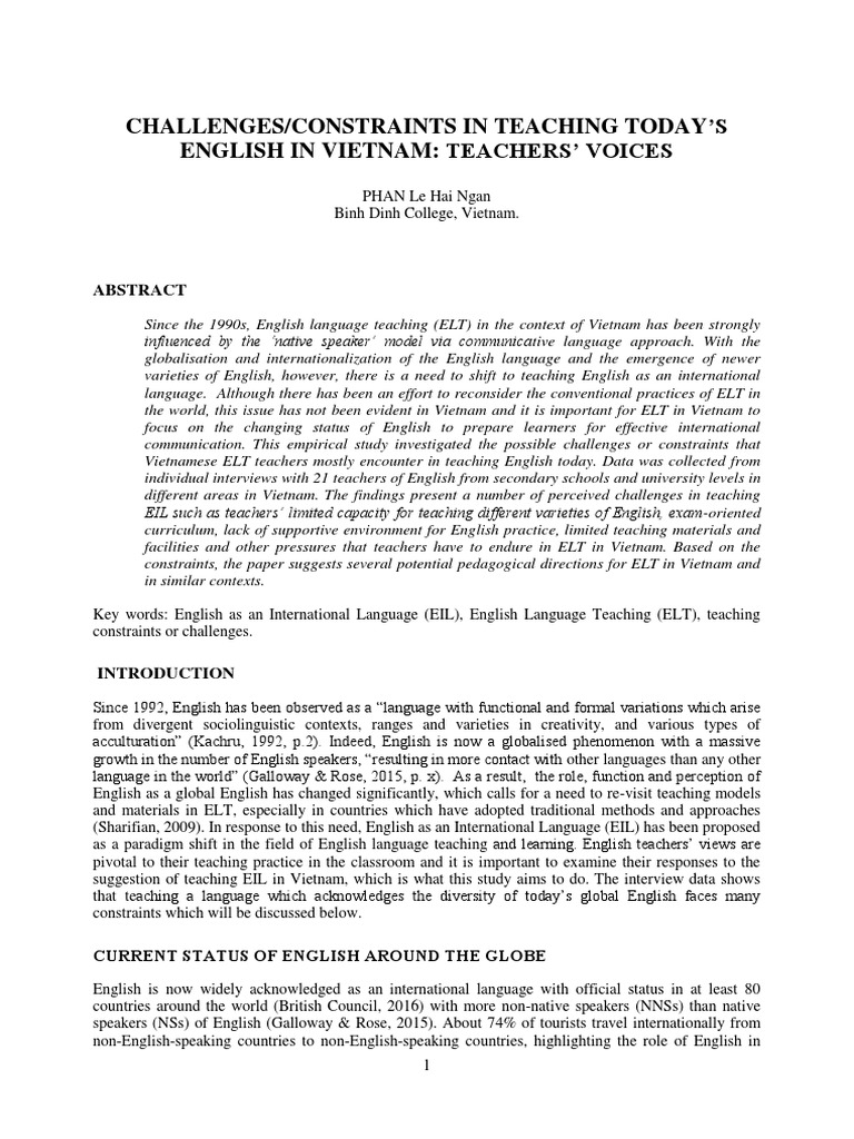 Teaching English Challenges in Vietnam | PDF | English Language ...
