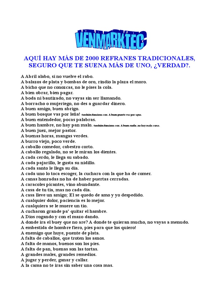 Refranes Tradicionales | PDF | Cabra | Diablo, image size:768x1024