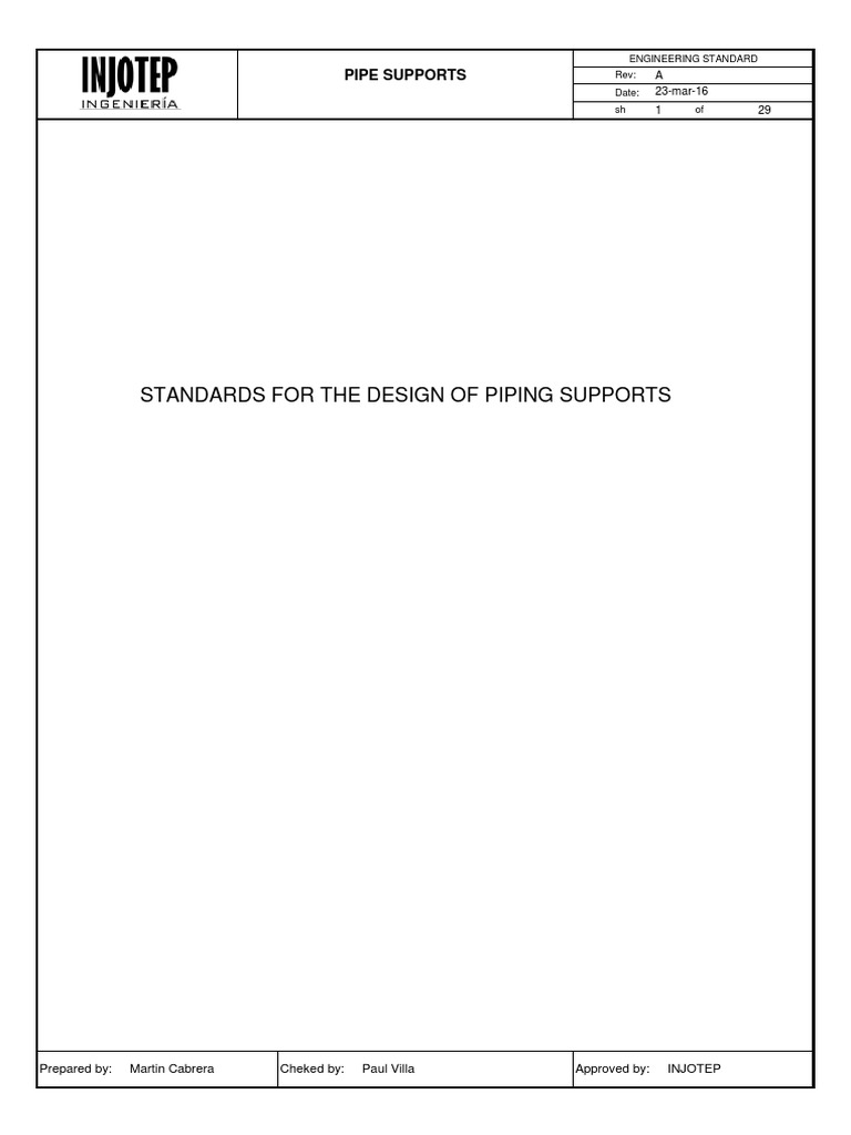 Standards For The Design of Piping Supports Injotep PDF | PDF | Pipe ...