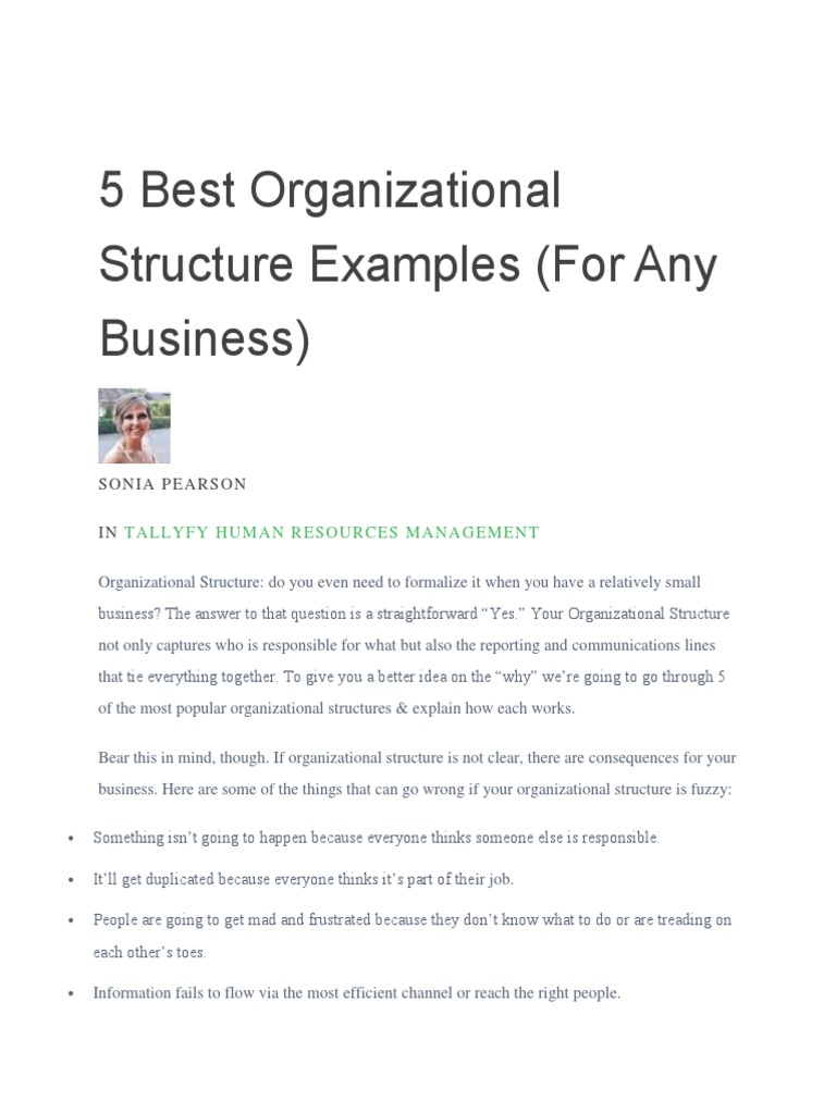 5 Key Organizational Structure Examples | PDF | Organizational ...