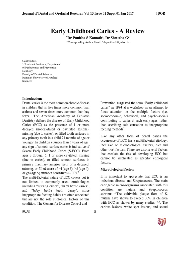Early Childhood Caries Insights | PDF | Streptococcus | Mouth