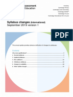 Syllabus Changes September 2019 International PDF