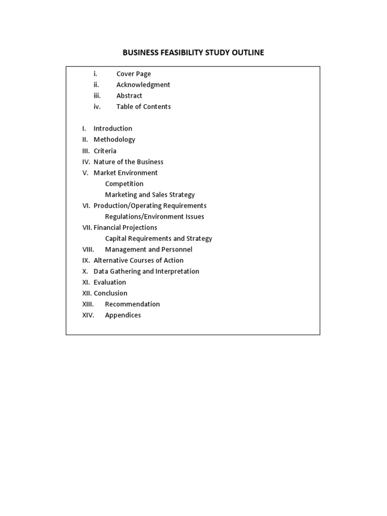 Business Feasibility Study Outline Updated PDF | PDF | Feasibility ...