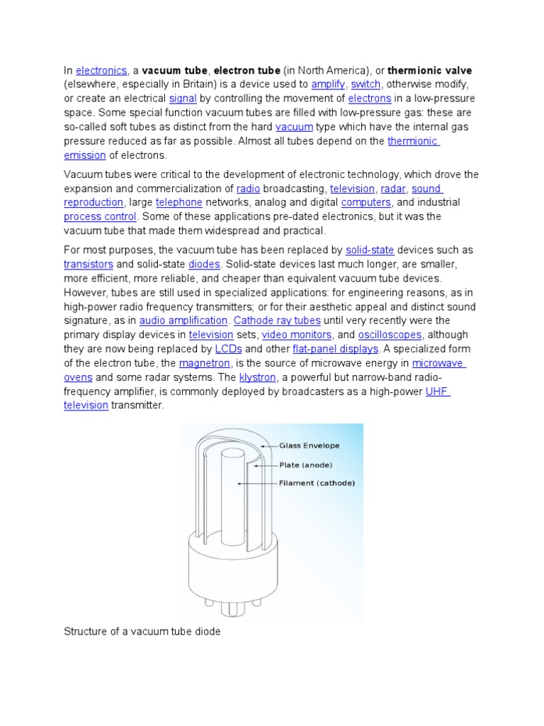 Understanding Vacuum Tubes in Electronics | PDF | Vacuum Tube | Amplifier
