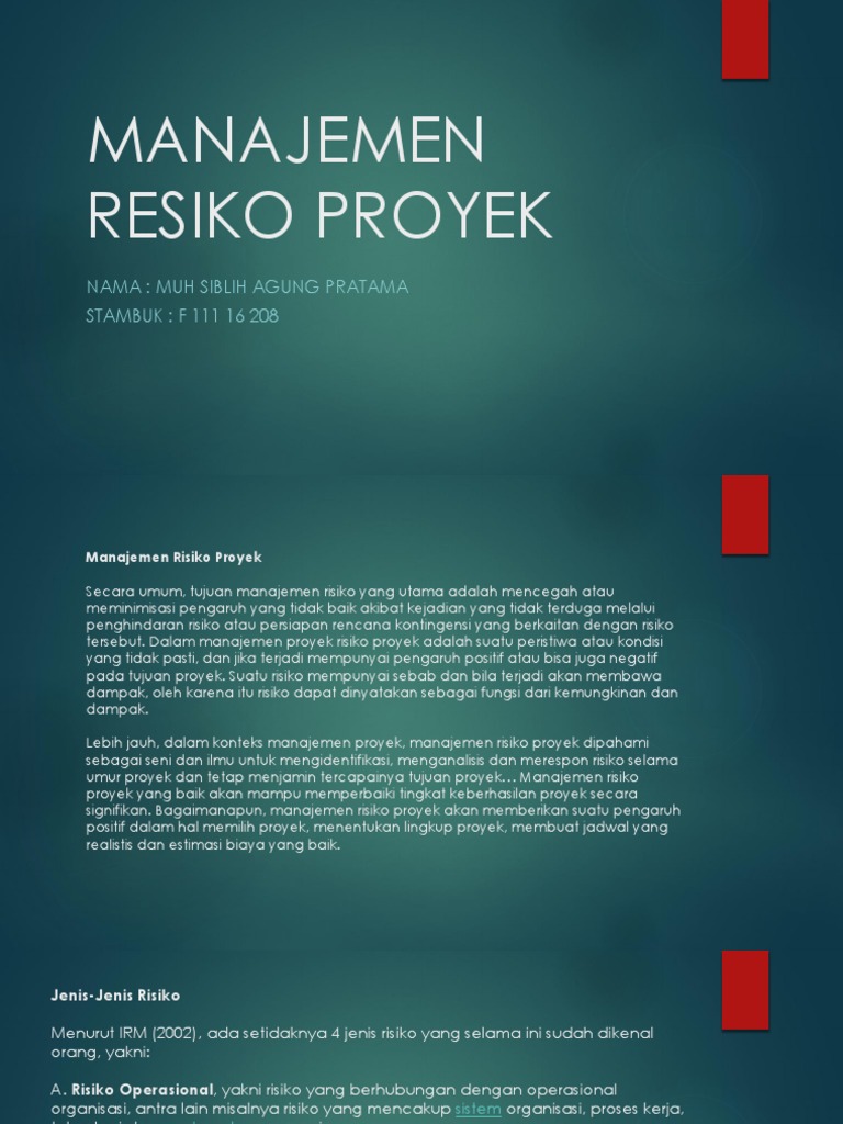 Manajemen Resiko Proyek | PDF