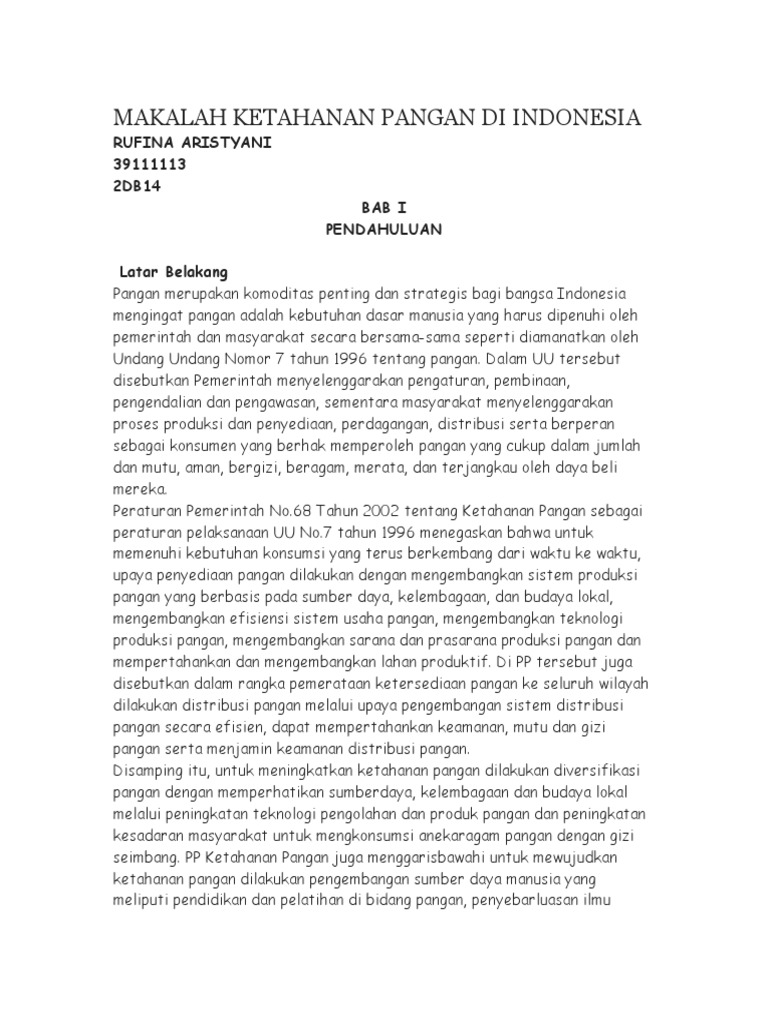 Ketahanan Pangan Indonesia: Tantangan dan Solusi | PDF