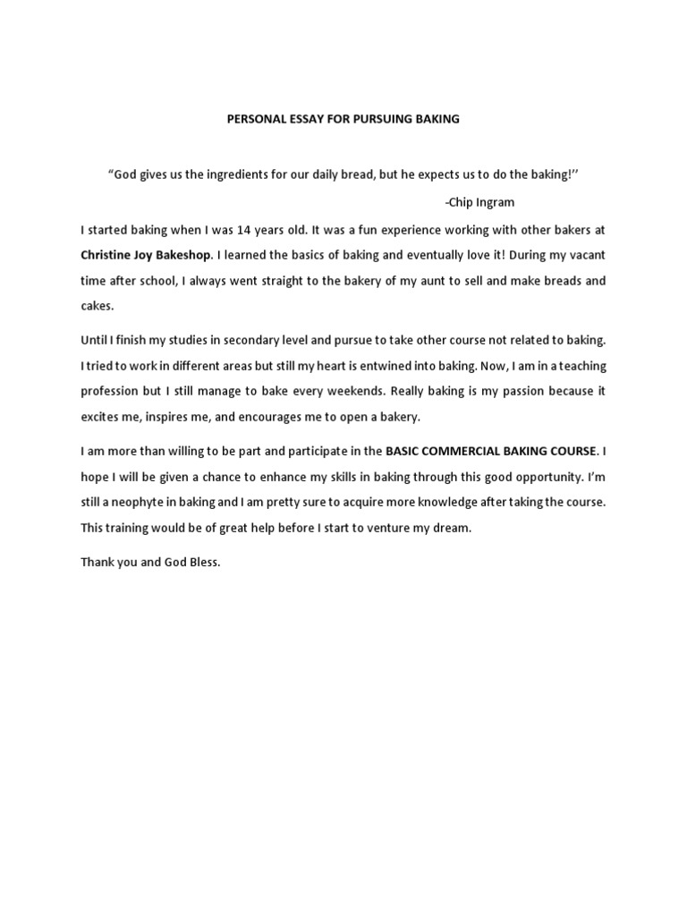 Baking Essay PDF