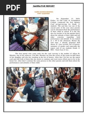 NARRATIVE REPORT on card giving
