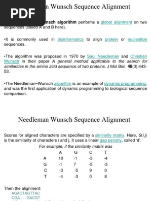 Needleman Wunsch Pdf Sequence Alignment Discrete Mathematics