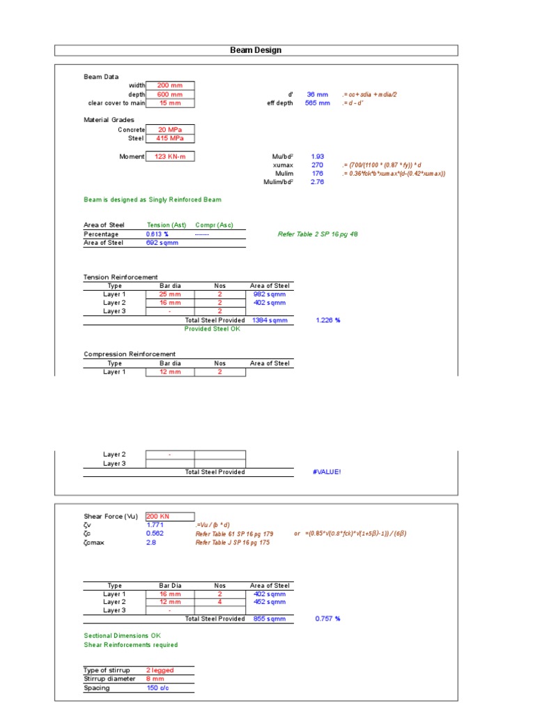 Beam and Column Design Calculations | PDF | Beam (Structure) | Building