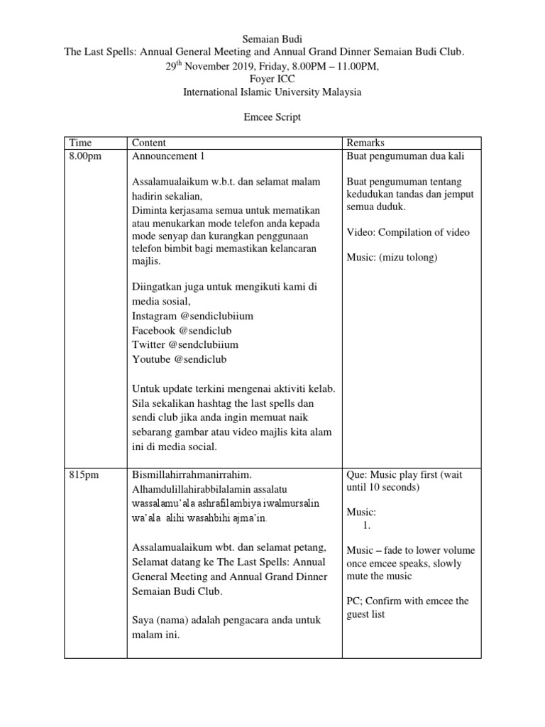 The Violet Will Emcee Script Pdf