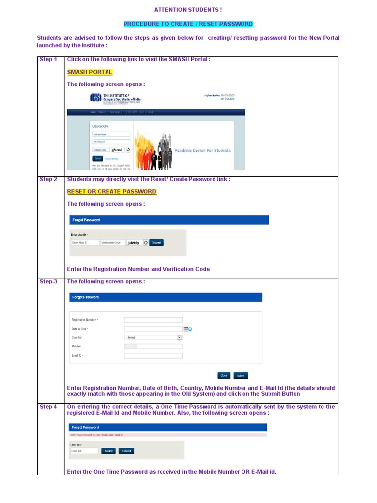 Procedure To Reset Password | PDF