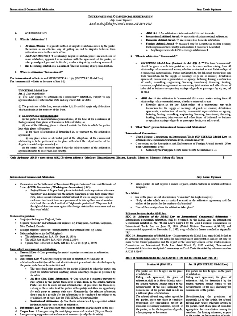 Overview of International Arbitration | PDF | Arbitration | Mediation
