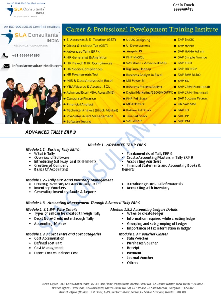 Advanced Tally ERP 9 Course Details | PDF | Value Added Tax | Invoice