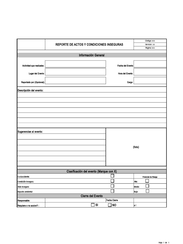 Reporte de Actos y Condiciones Inseguras | PDF