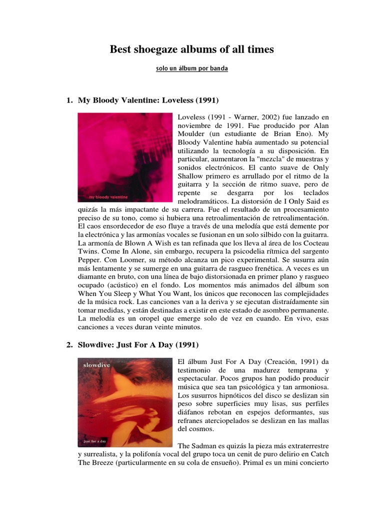 Best Shoegaze Albums Pdf Las Artes Escénicas Entretenimiento