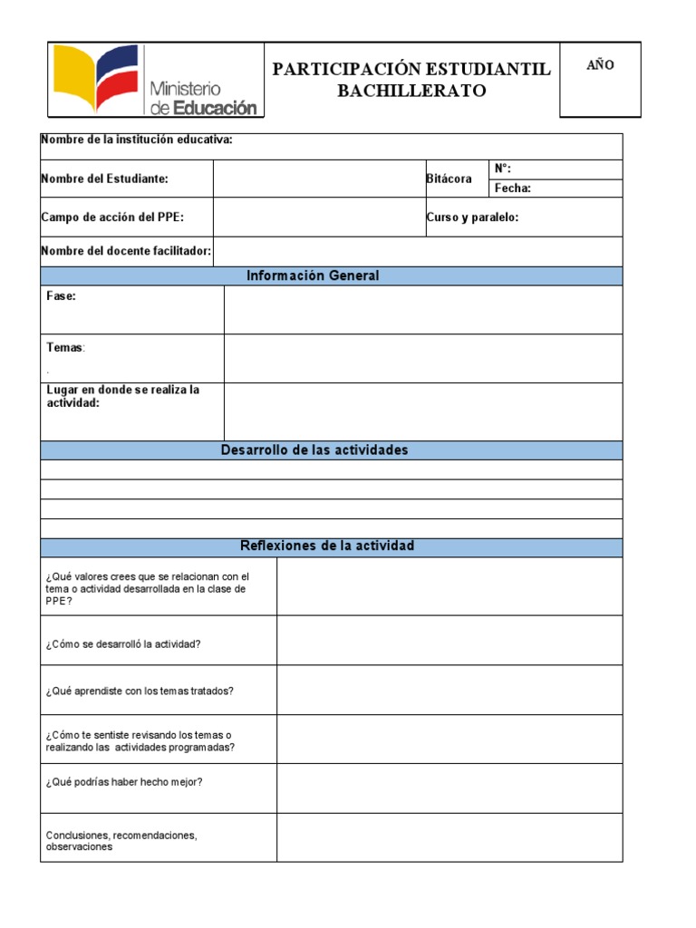 Bitácora de Participación Estudiantil | PDF | Crecimiento personal y ...