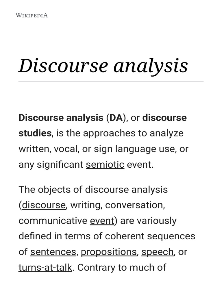 What Discourse Analysis What Is Visionary Discourse PDF