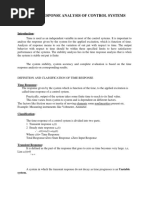 Time Response Analysis of Control Systems