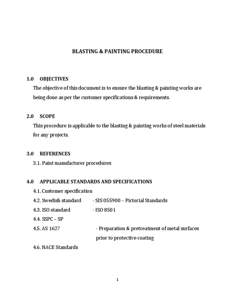 Blasting & Painting Procedure PDF Paint Industrial Processes